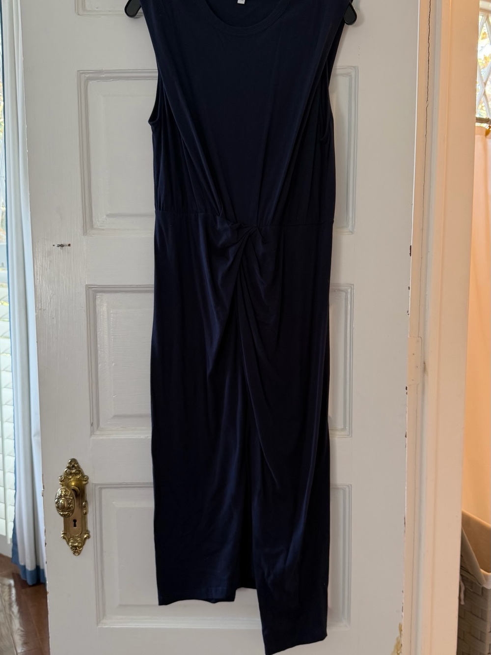 10 Crosby Derek Lam Navy Twist-Knot Midi Dress